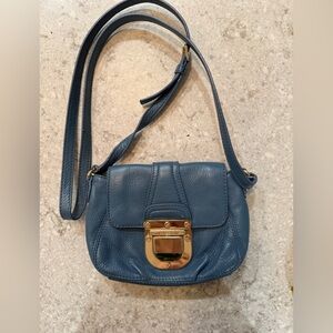 Michael Kors Blue Leather Crossbody Bag with Gold Hardware
